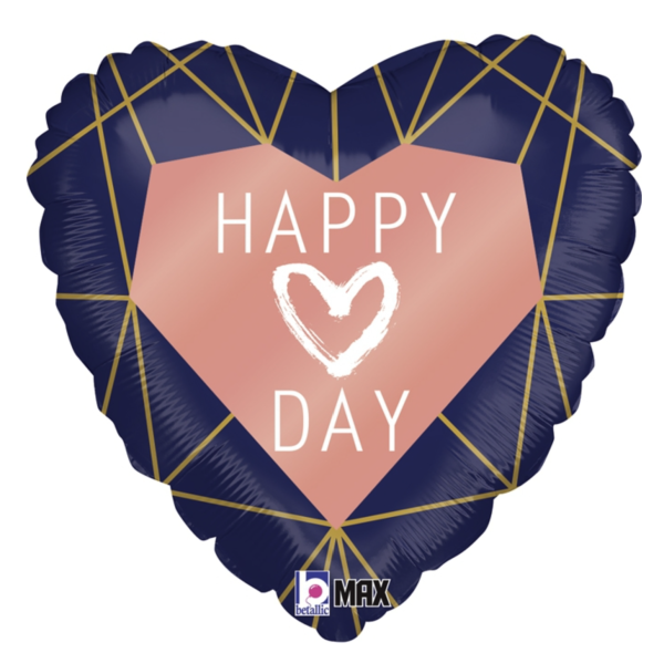 Folienballon - Happy Valentine's Day, blau - ø 46cm